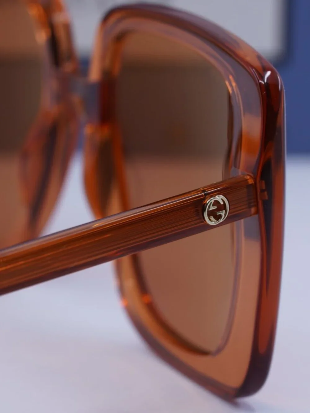 Gucci GG1314S 004 Square Sunglasses - Transparent Rust /Orange